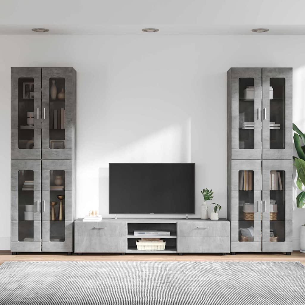 Ensemble meuble TV FLORIN 3 pcs Gris béton Bois d'ingénierie - XIOS
