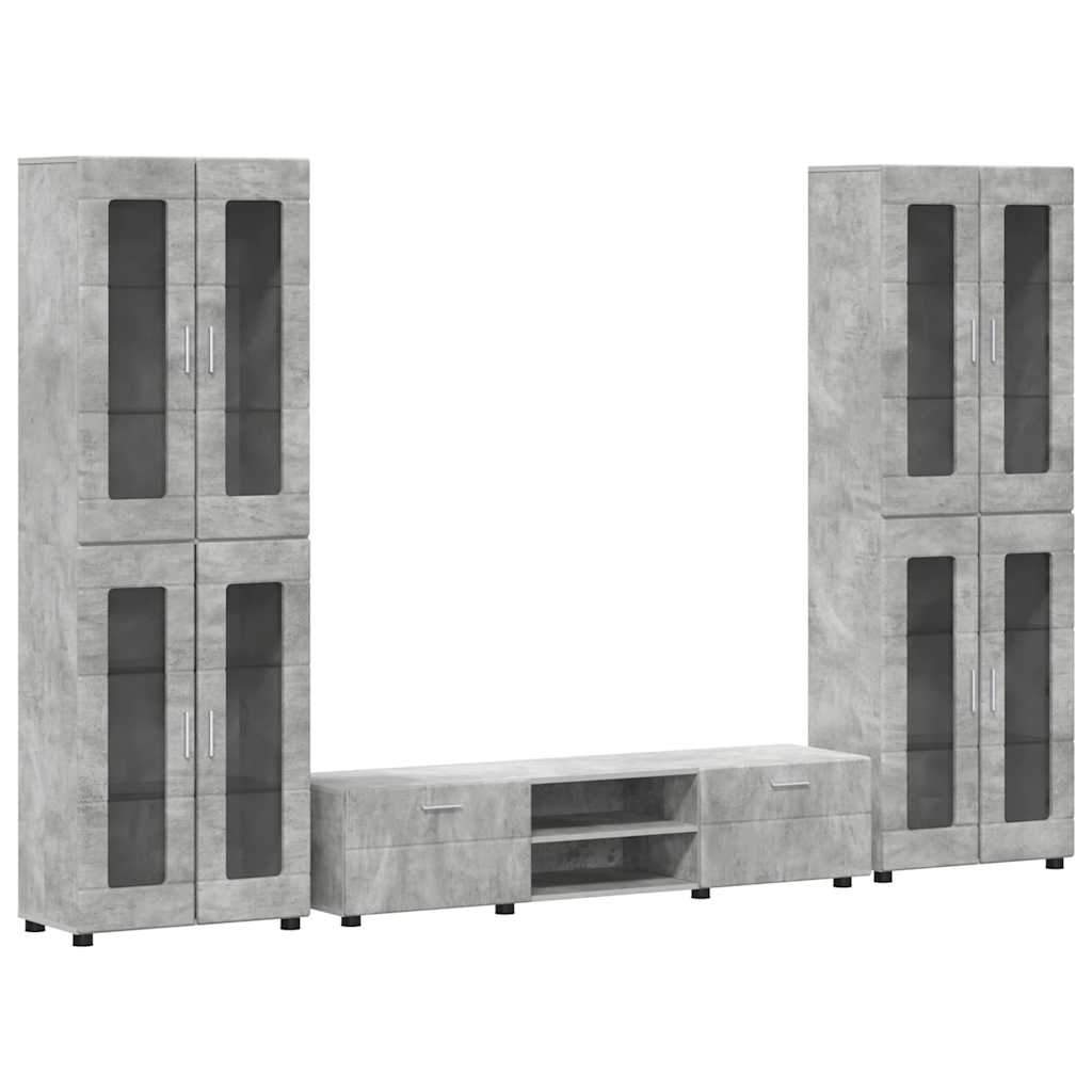 Ensemble meuble TV FLORIN 3 pcs Gris béton Bois d'ingénierie - XIOS
