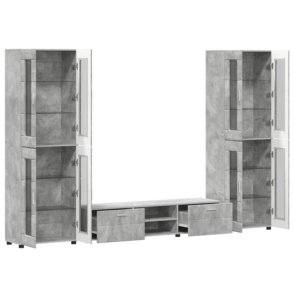 Ensemble meuble TV FLORIN 3 pcs Gris béton Bois d'ingénierie - XIOS