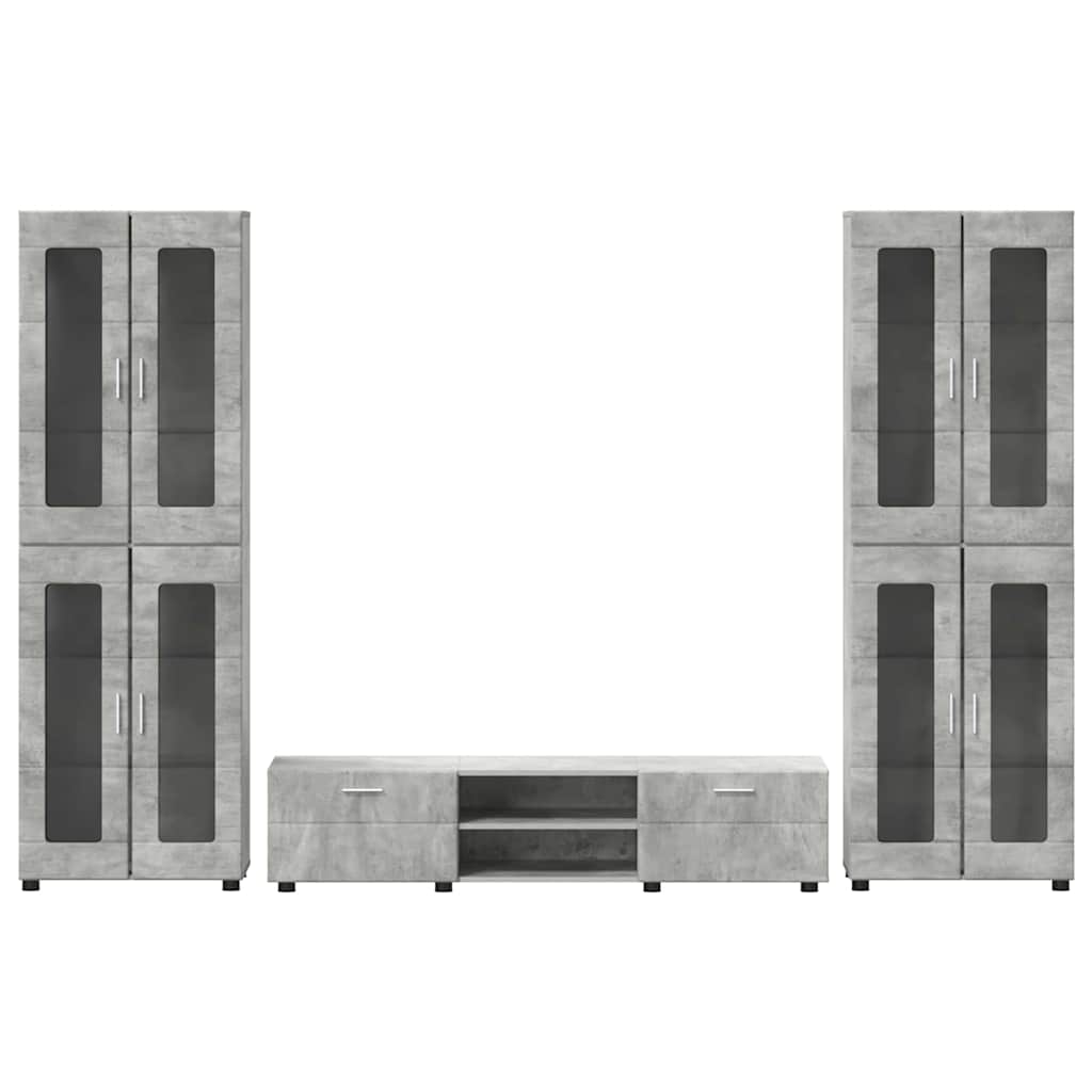 Ensemble meuble TV FLORIN 3 pcs Gris béton Bois d'ingénierie - XIOS