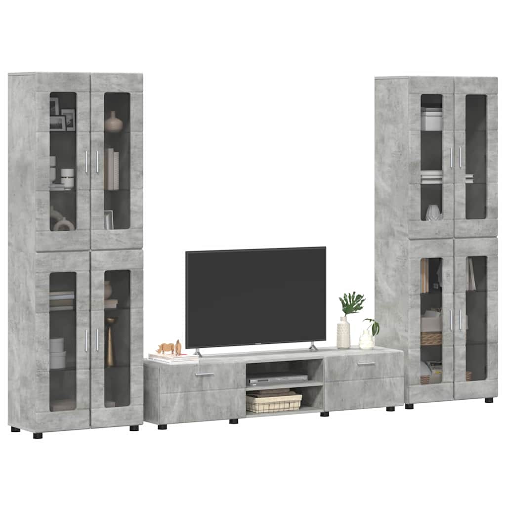 Ensemble meuble TV FLORIN 3 pcs Gris béton Bois d'ingénierie - XIOS