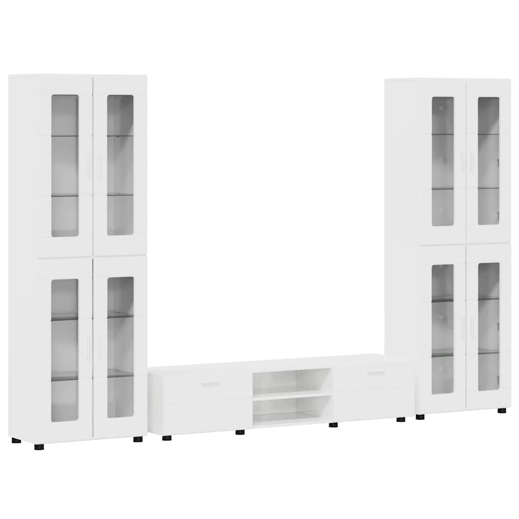 Ensemble meuble TV avec tiroir Blanc brillant Bois d'ingénierie - XIOS
