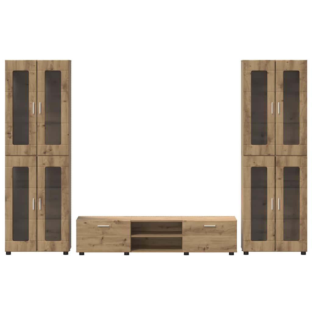 Ensemble meuble TV avec porte Chêne artisanal Bois d'ingénierie - XIOS