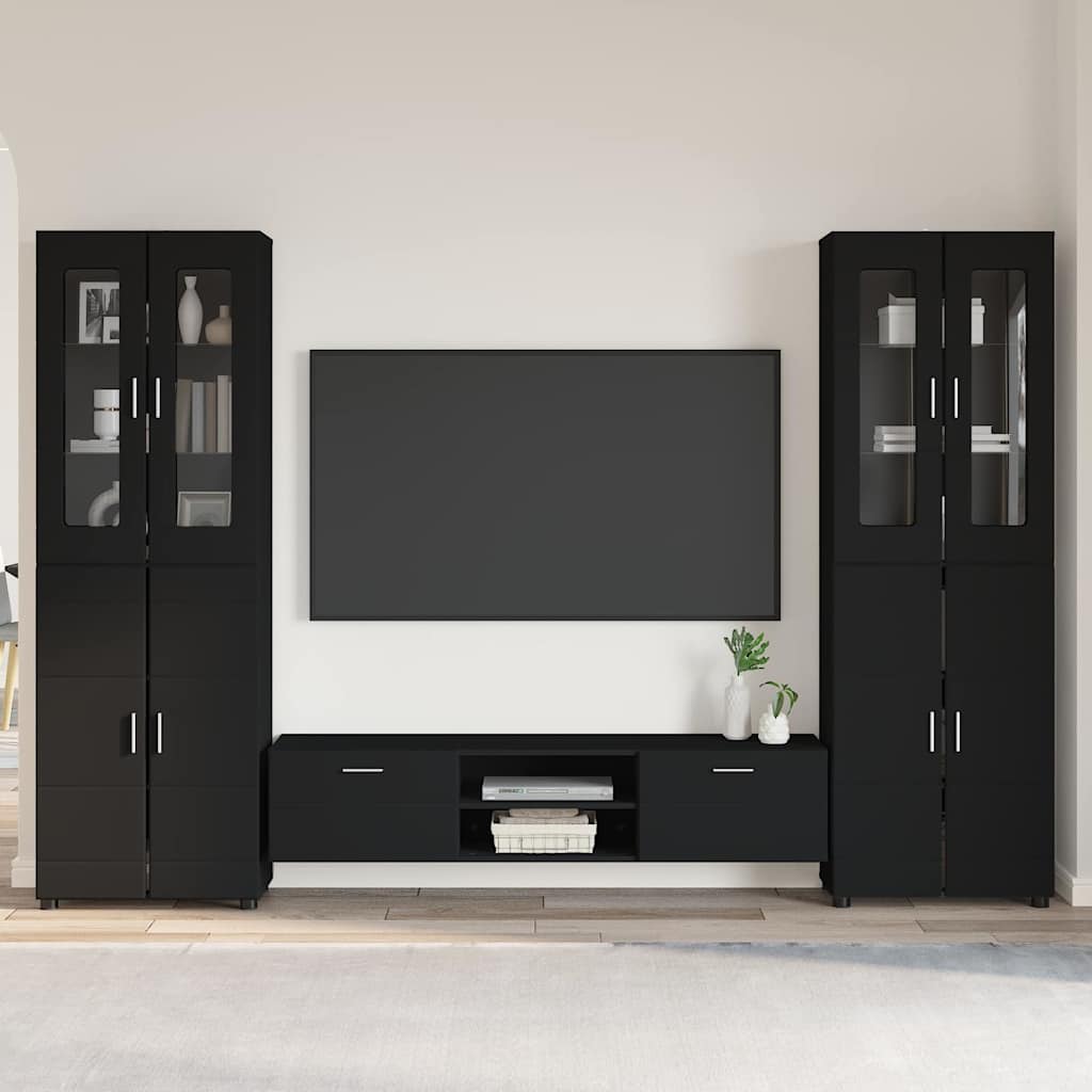 Ensemble meuble TV FLORIN 3 pcs Noir Bois d'ingénierie - XIOS