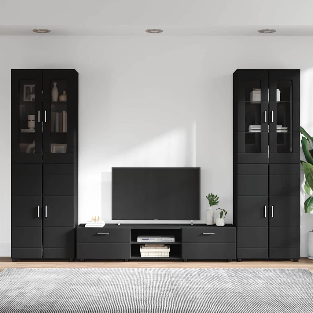 Ensemble meuble TV FLORIN 3 pcs Noir Bois d'ingénierie - XIOS