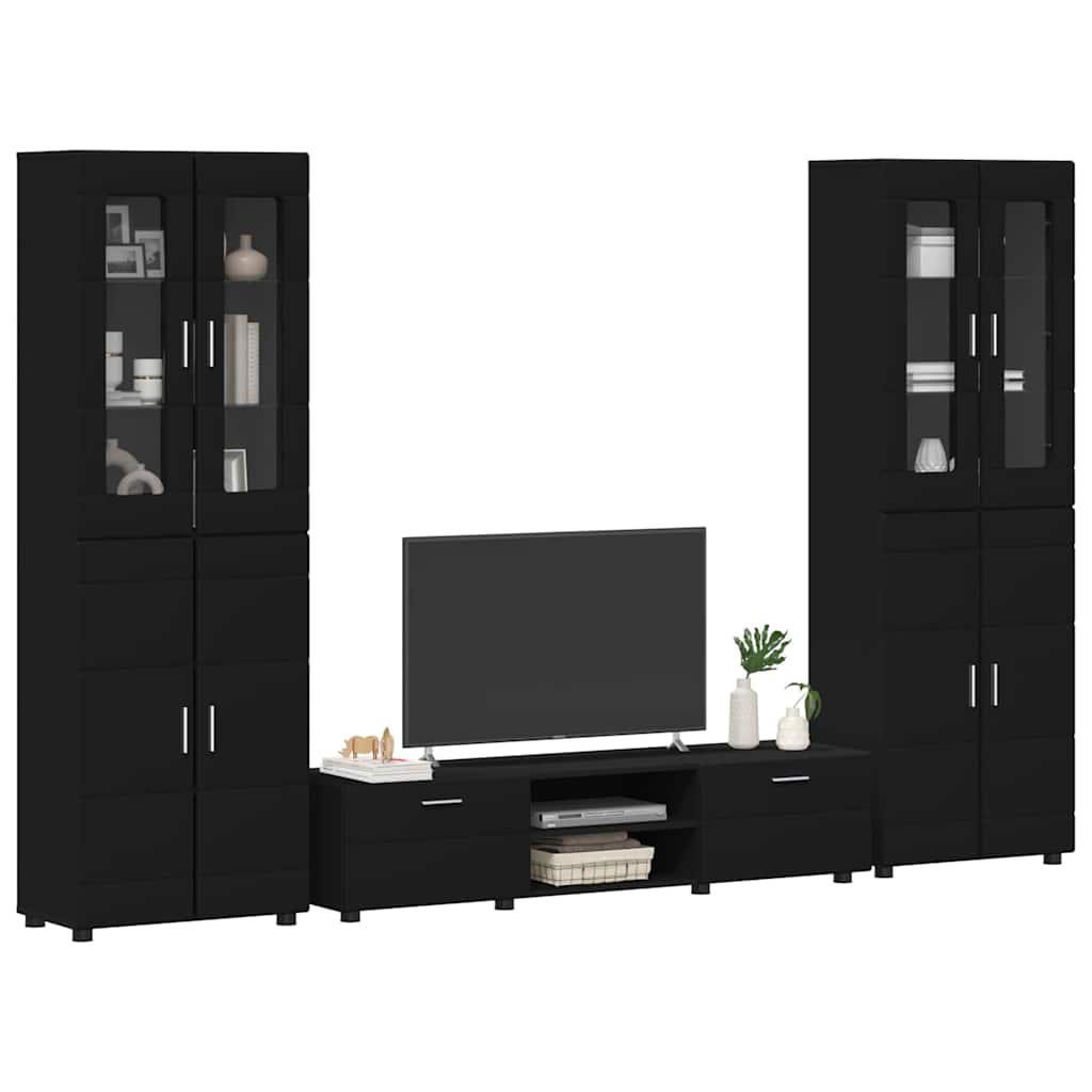 Ensemble meuble TV FLORIN 3 pcs Noir Bois d'ingénierie - XIOS