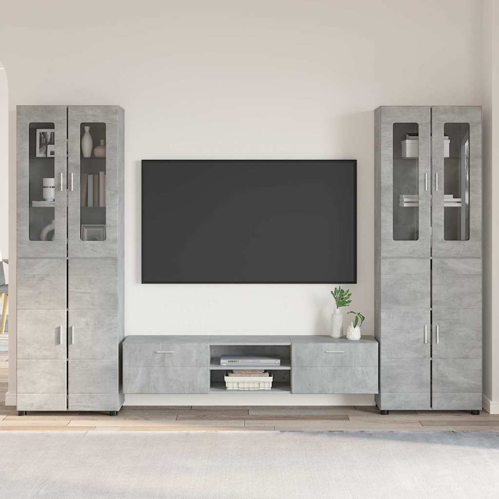 Ensemble meuble TV FLORIN 3 pcs Gris béton Bois d'ingénierie - XIOS