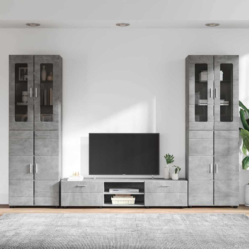 Ensemble meuble TV FLORIN 3 pcs Gris béton Bois d'ingénierie - XIOS