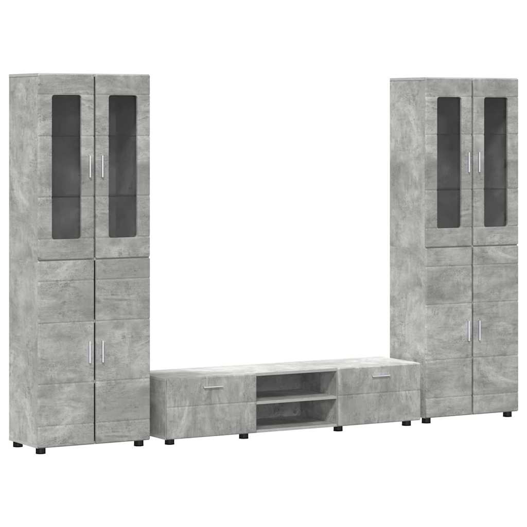 Ensemble meuble TV FLORIN 3 pcs Gris béton Bois d'ingénierie - XIOS