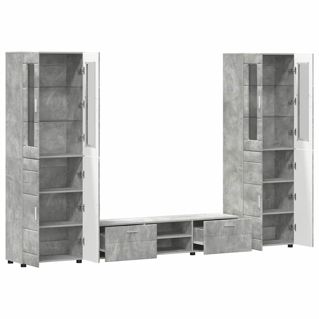 Ensemble meuble TV FLORIN 3 pcs Gris béton Bois d'ingénierie - XIOS