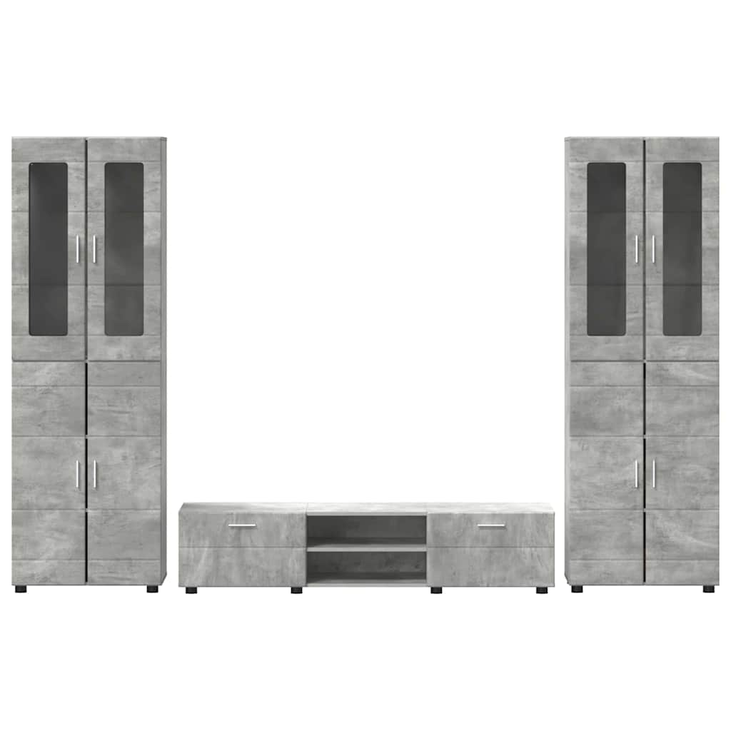 Ensemble meuble TV FLORIN 3 pcs Gris béton Bois d'ingénierie - XIOS