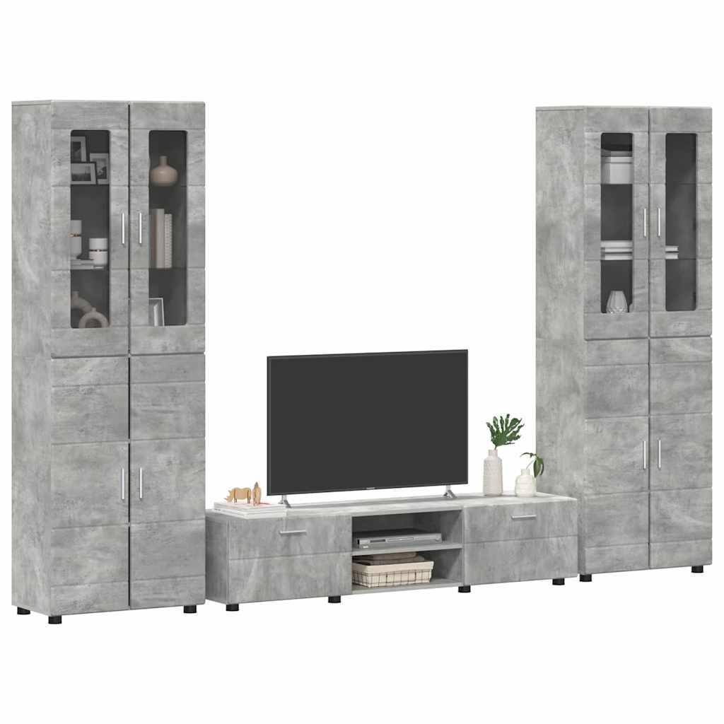 Ensemble meuble TV FLORIN 3 pcs Gris béton Bois d'ingénierie - XIOS