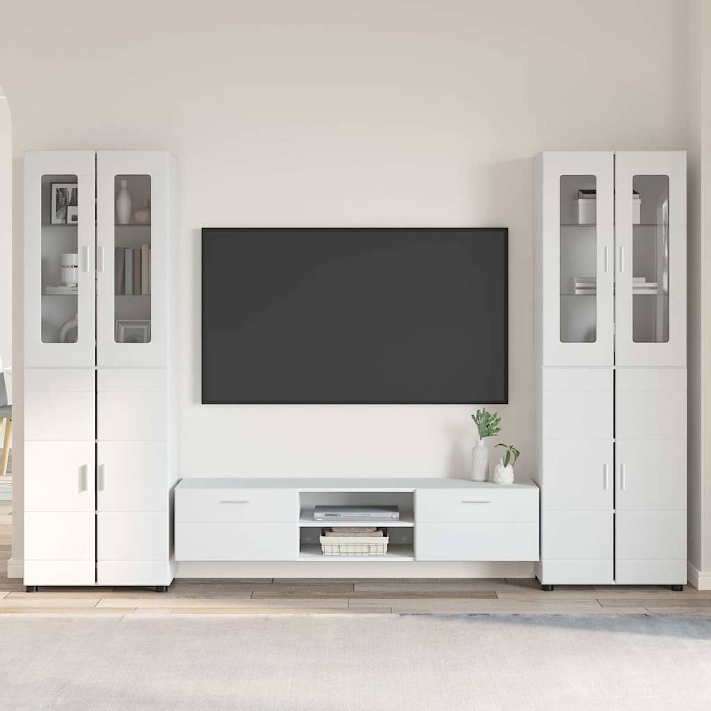 Ensemble meuble TV avec tiroir FLORIN 3 pcs Blanc brillant - XIOS