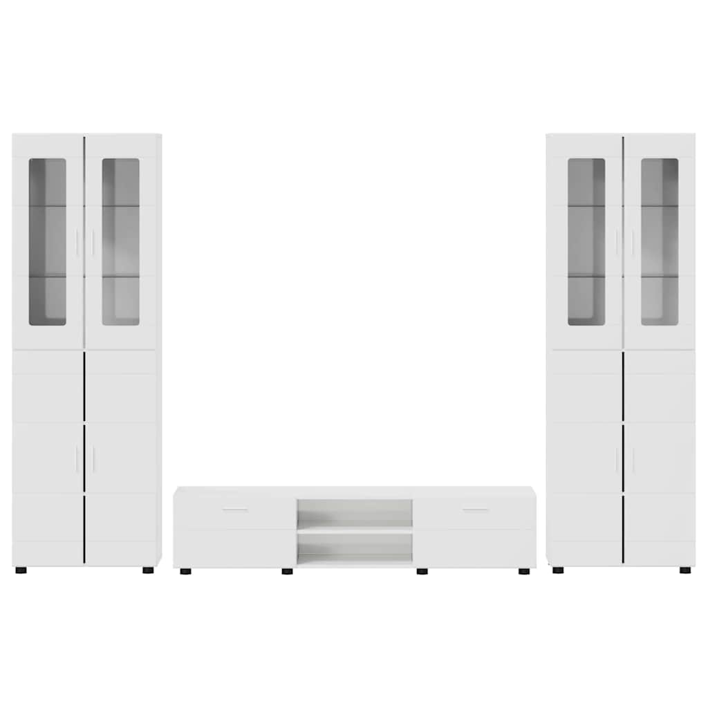 Ensemble meuble TV avec tiroir Blanc brillant Bois d'ingénierie - XIOS