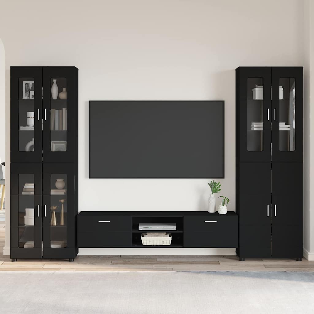 Ensemble meuble TV FLORIN 3 pcs Noir Bois d'ingénierie - XIOS
