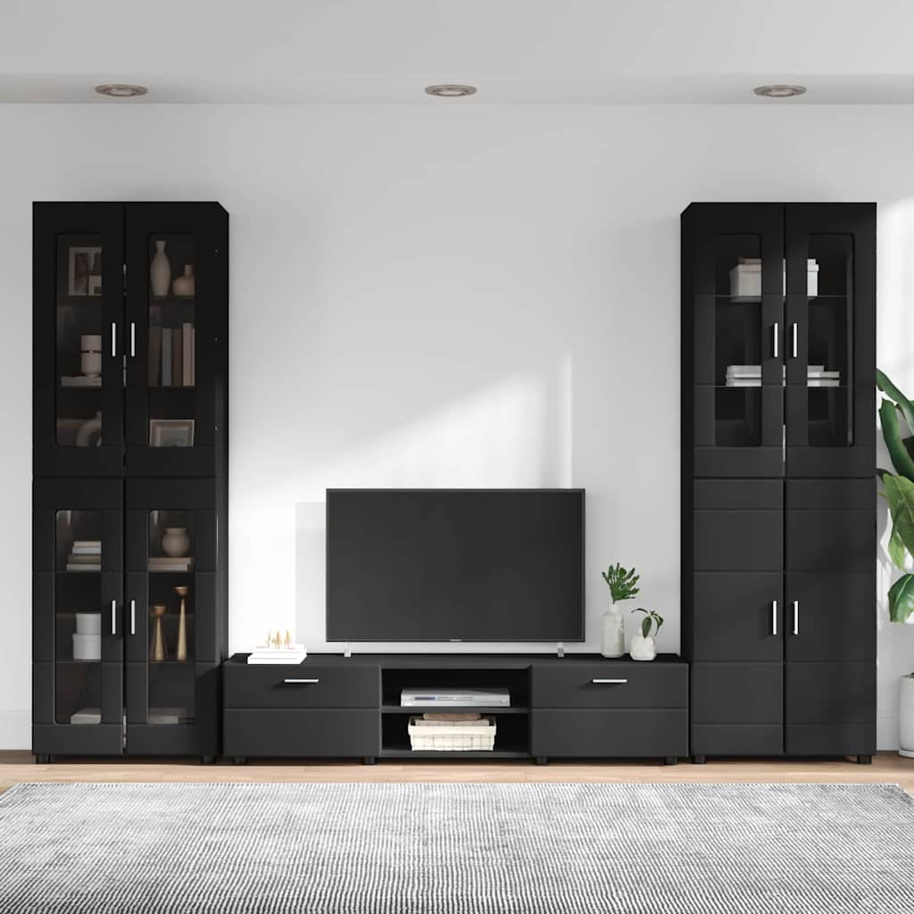 Ensemble meuble TV FLORIN 3 pcs Noir Bois d'ingénierie - XIOS