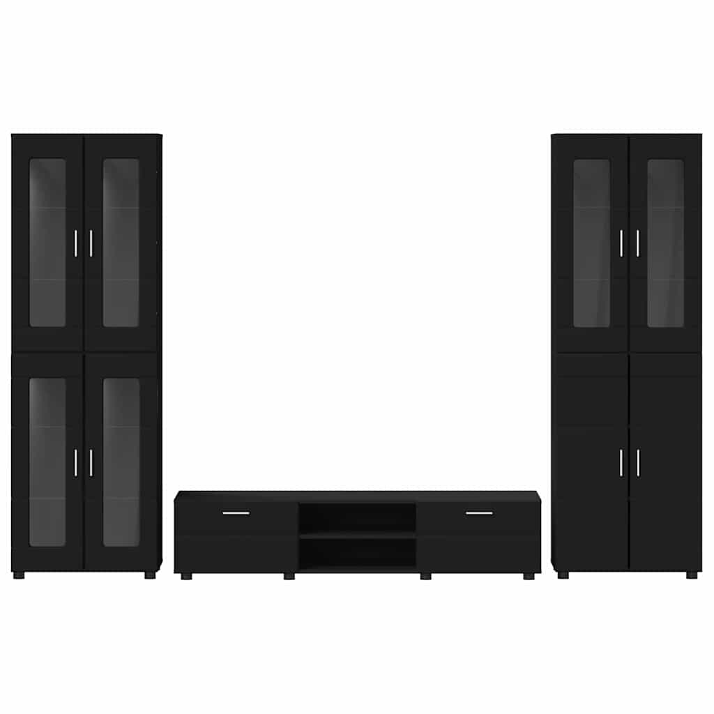 Ensemble meuble TV avec tiroir Noir Bois d'ingénierie - XIOS