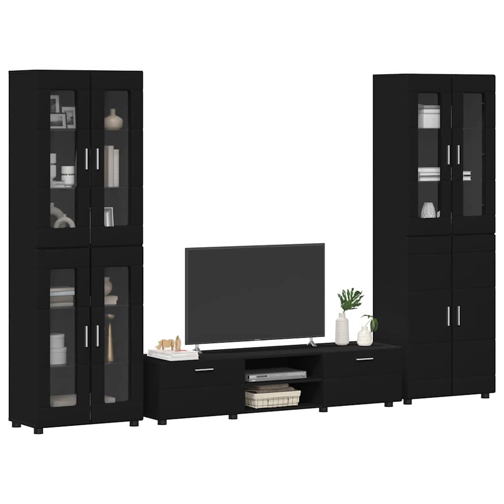 Ensemble meuble TV FLORIN 3 pcs Noir Bois d'ingénierie - XIOS