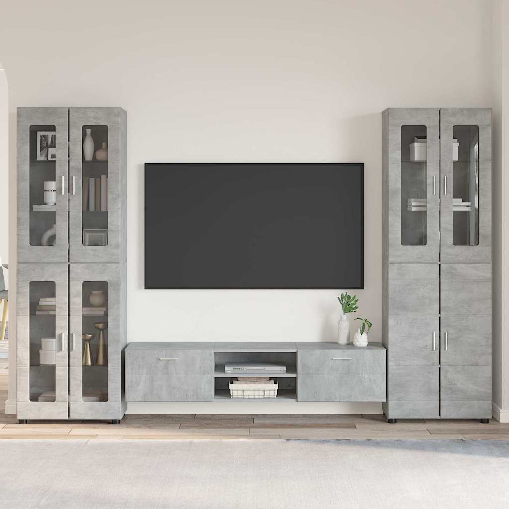 Ensemble meuble TV FLORIN 3 pcs Gris béton Bois d'ingénierie - XIOS