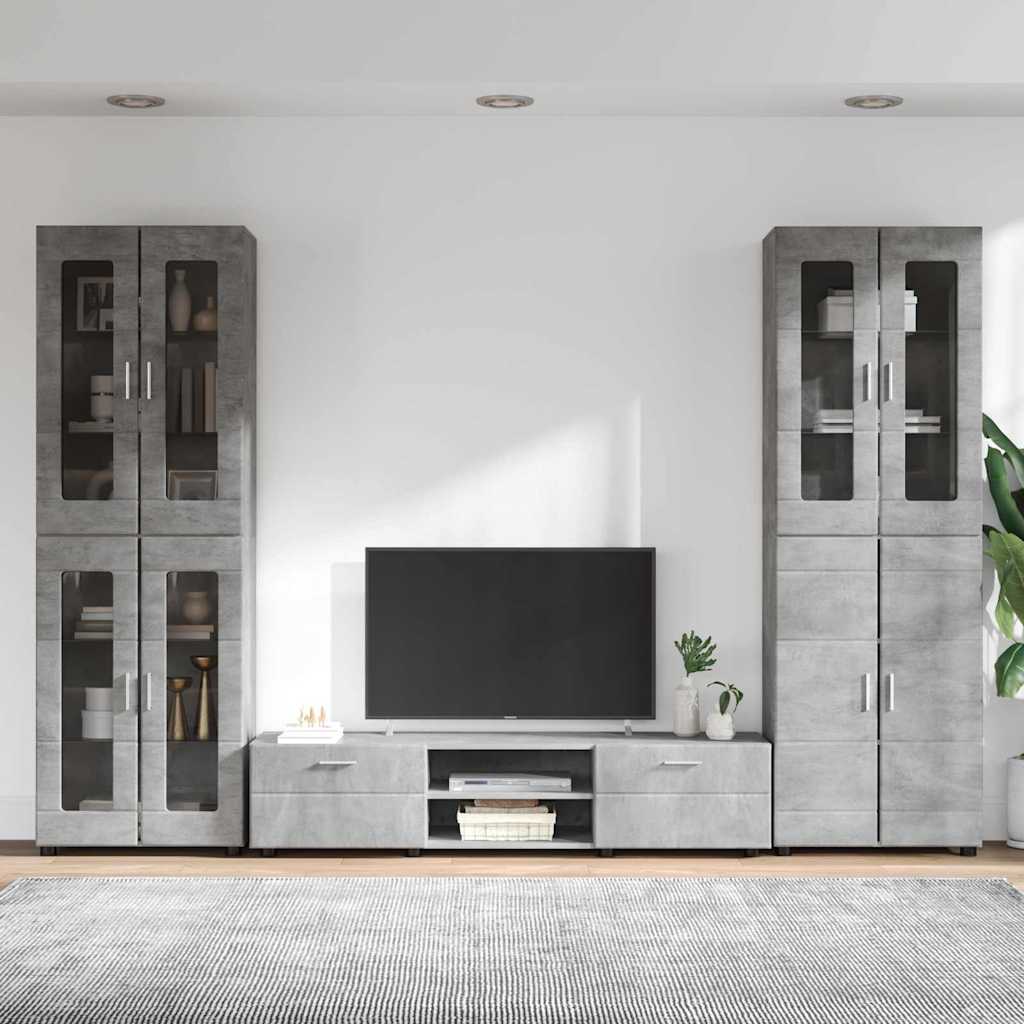 Ensemble meuble TV FLORIN 3 pcs Gris béton Bois d'ingénierie - XIOS