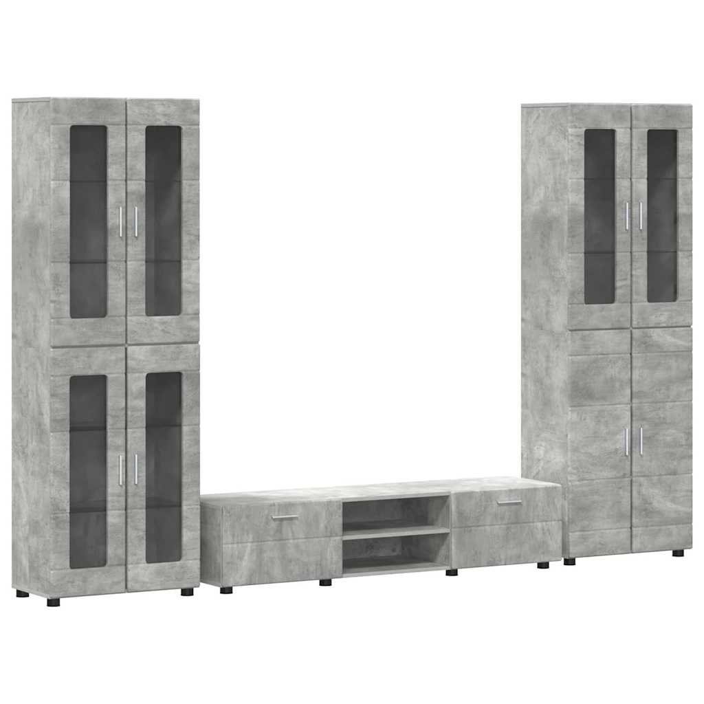Ensemble meuble TV FLORIN 3 pcs Gris béton Bois d'ingénierie - XIOS