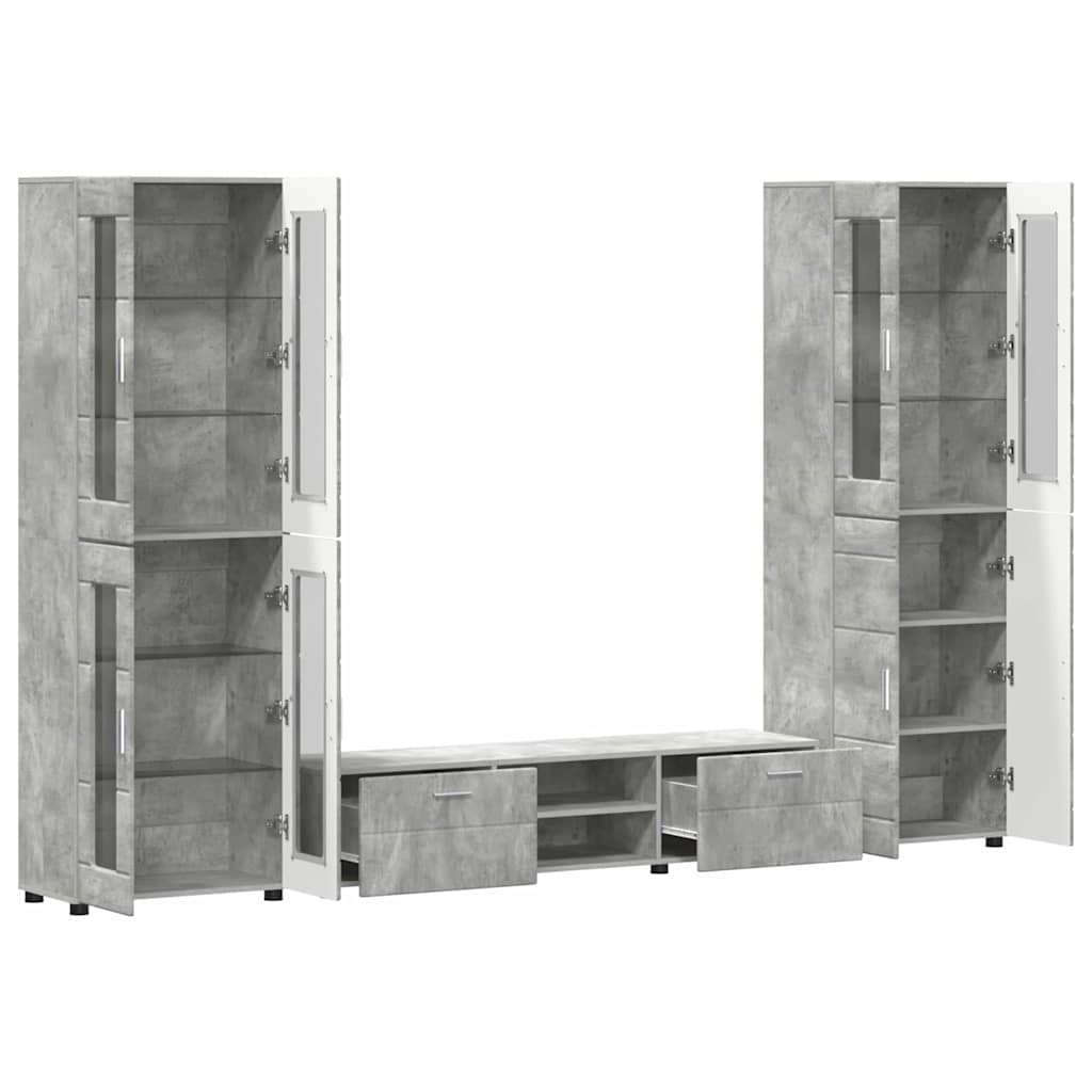 Ensemble meuble TV FLORIN 3 pcs Gris béton Bois d'ingénierie - XIOS