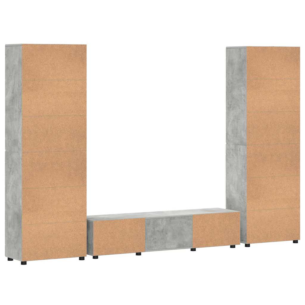 Ensemble meuble TV FLORIN 3 pcs Gris béton Bois d'ingénierie - XIOS