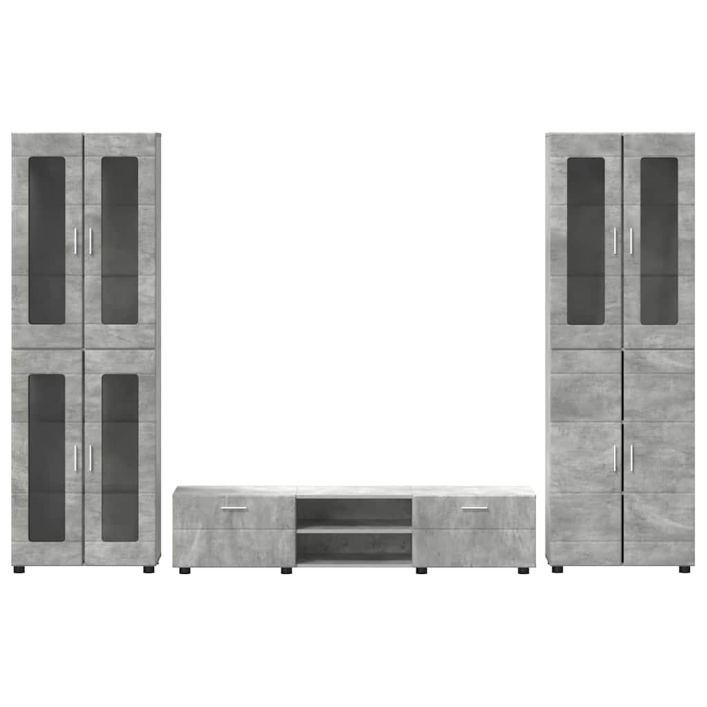 Ensemble meuble TV FLORIN 3 pcs Gris béton Bois d'ingénierie - XIOS