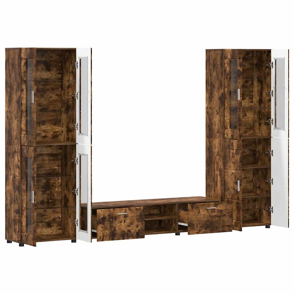 Ensemble meuble TV avec tiroir Chêne fumé Bois d'ingénierie - XIOS