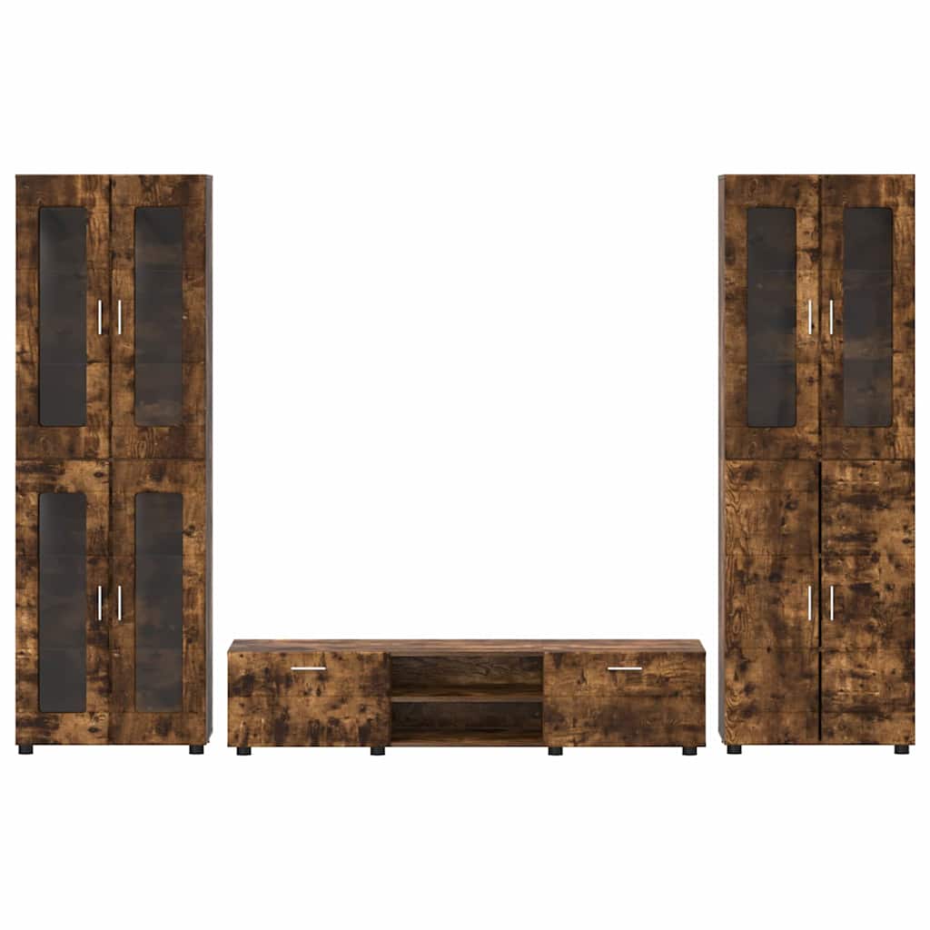 Ensemble meuble TV avec tiroir Chêne fumé Bois d'ingénierie - XIOS