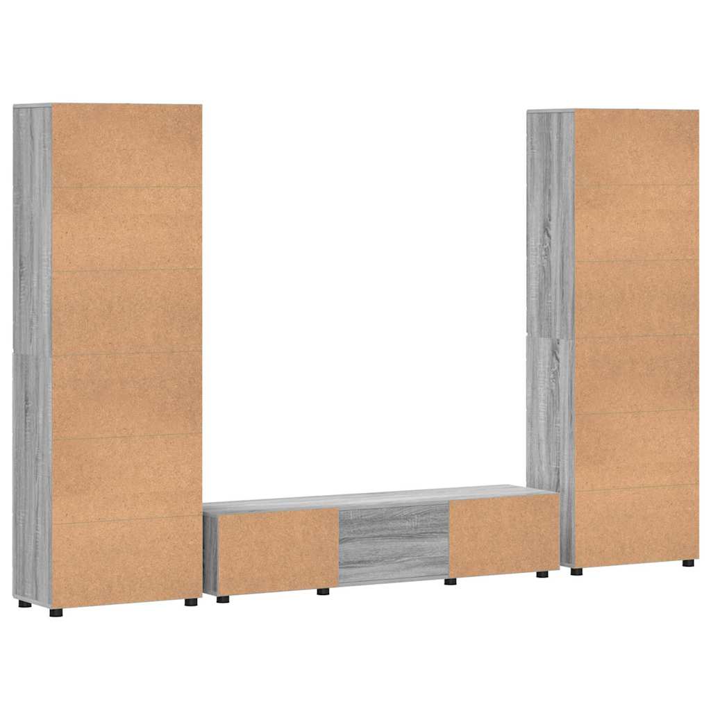 Ensemble meuble TV FLORIN 3 pcs Gris Sonoma Bois d'ingénierie - XIOS