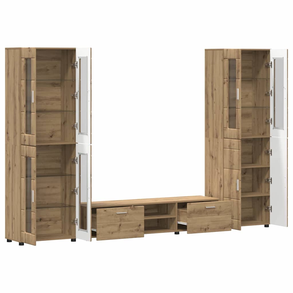 Ensemble meuble TV avec porte Chêne artisanal Bois d'ingénierie - XIOS