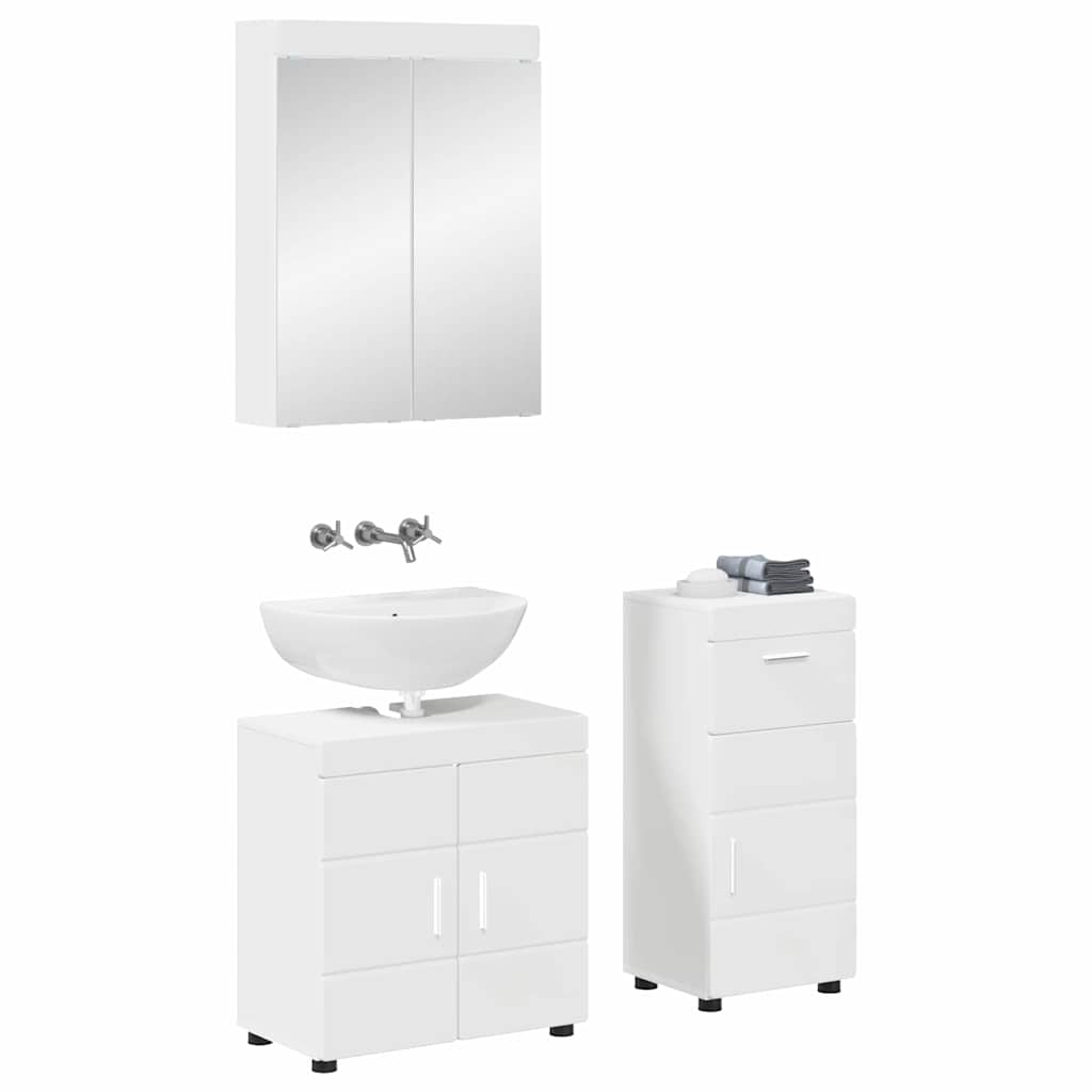 Ensemble de mobilier de salle de bain TULUM 3 pièces Blanc