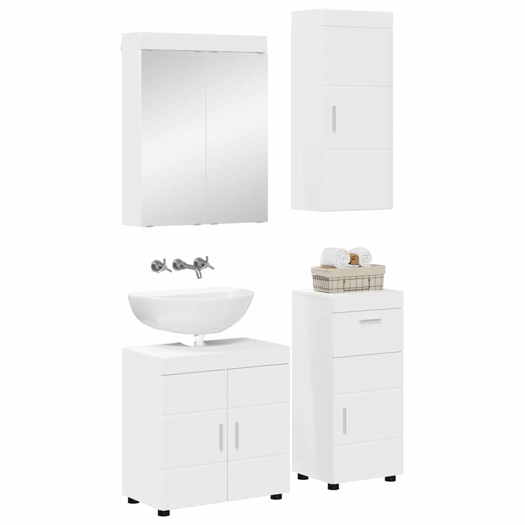 Ensemble de mobilier de salle de bain TULUM 4 pièces Blanc