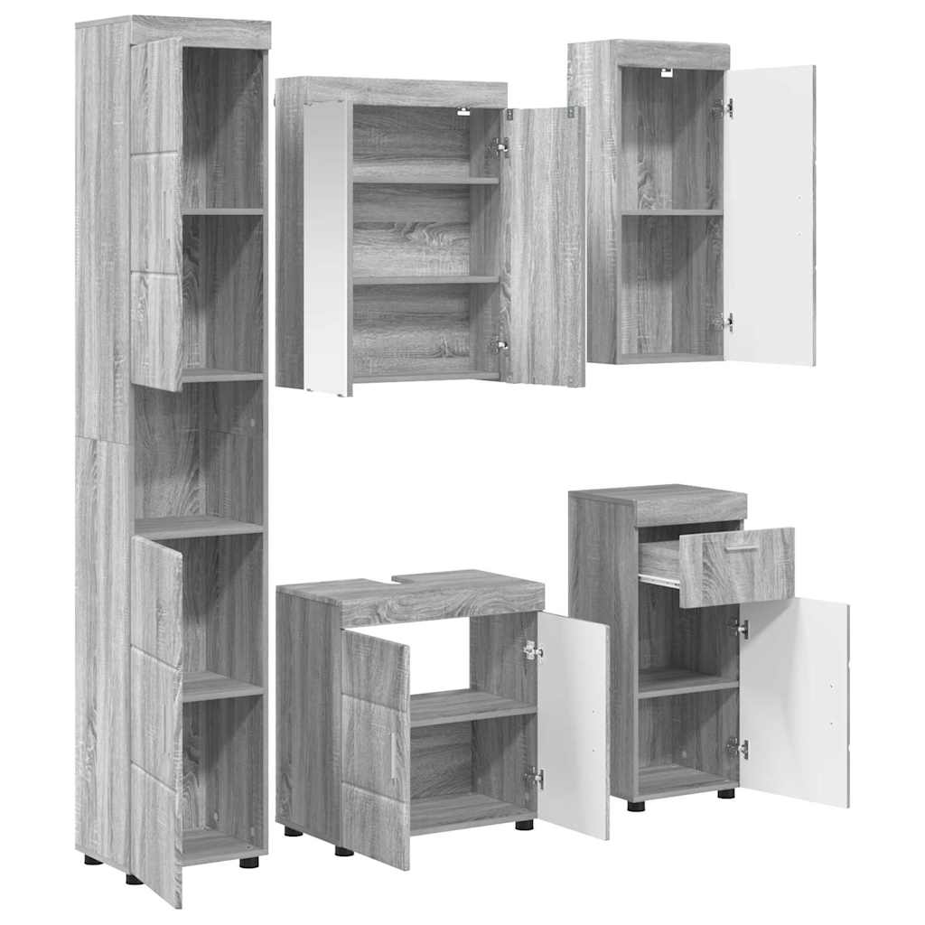 Ensemble de mobilier de salle de bain TULUM 5 pc Gris Sonoma - XIOS