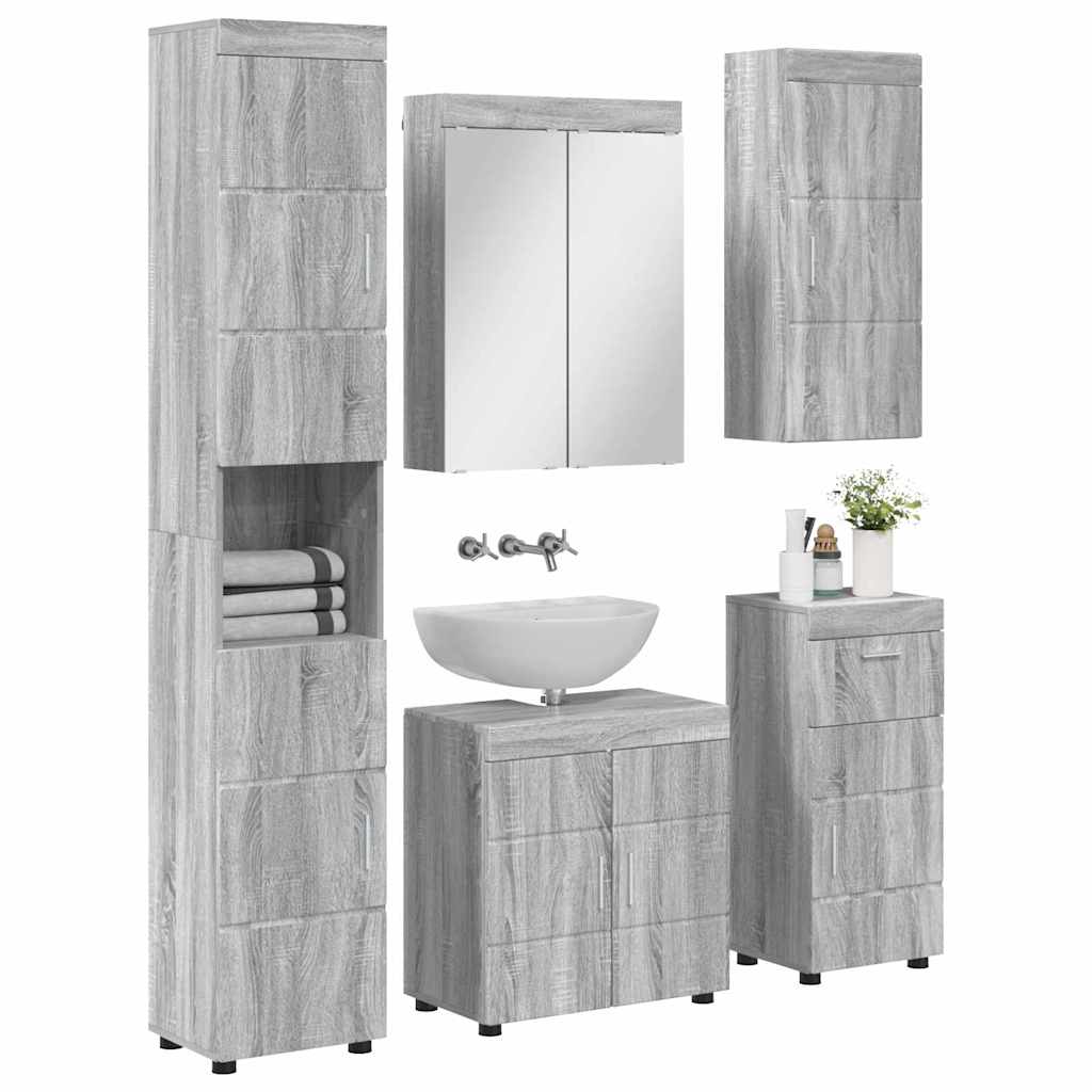 Ensemble de mobilier de salle de bain TULUM 5 pc Gris Sonoma - XIOS