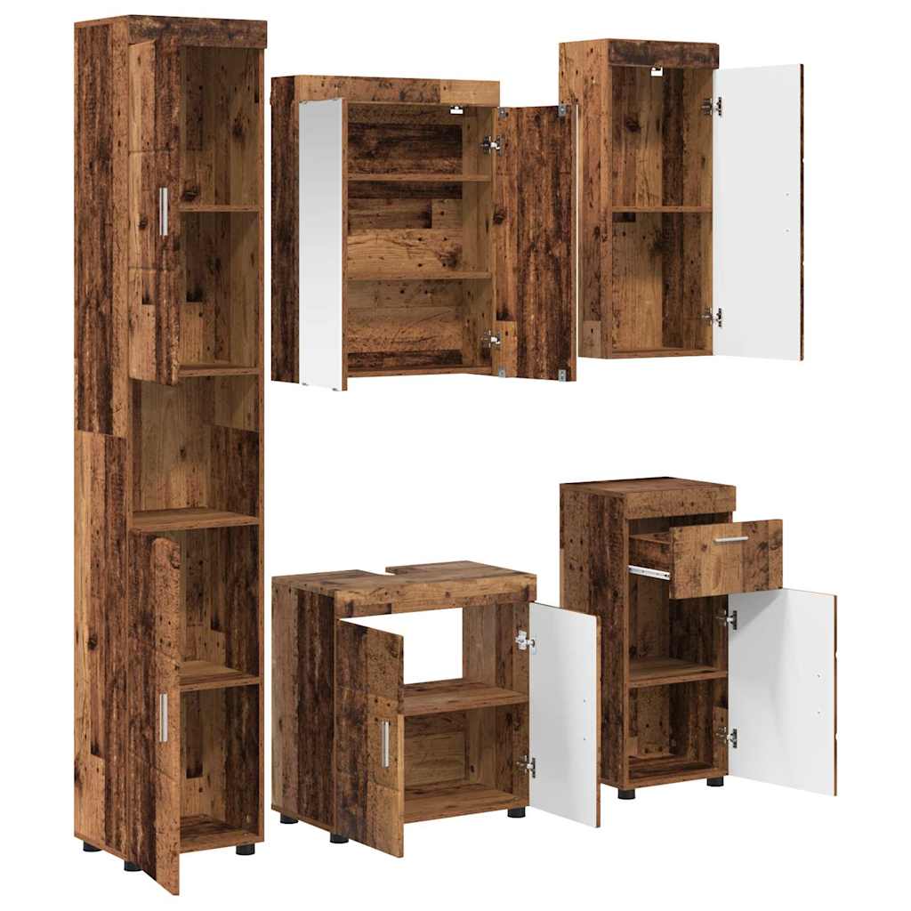 Ensemble de mobilier de salle de bain TULUM 5 pc Bois ancien - XIOS
