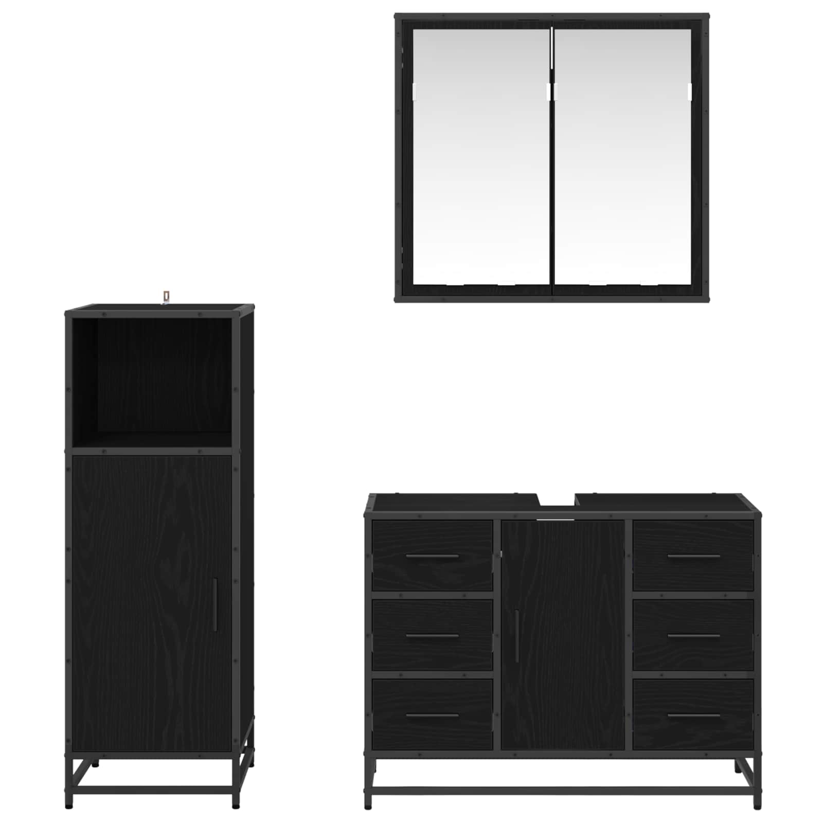 Ensemble de mobilier de salle de bain 3 pc Chêne noir