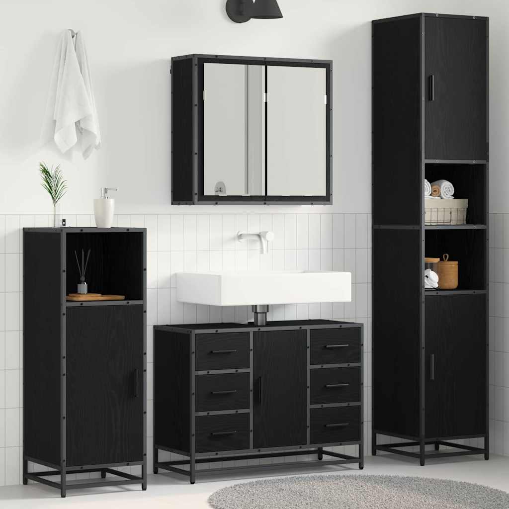 Ensemble de mobilier de salle de bain 4 pc Chêne noir