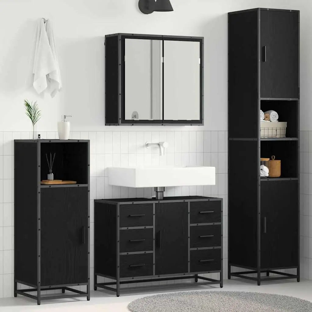 Ensemble de mobilier de salle de bain 4 pc Chêne noir - XIOS