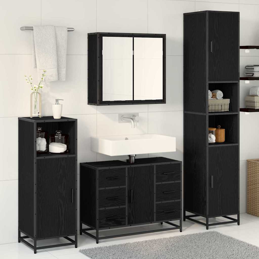 Ensemble de mobilier de salle de bain 4 pc Chêne noir