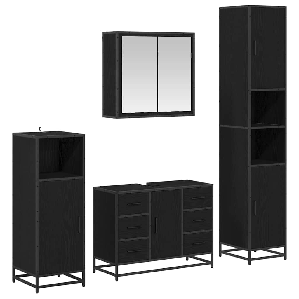 Ensemble de mobilier de salle de bain 4 pc Chêne noir
