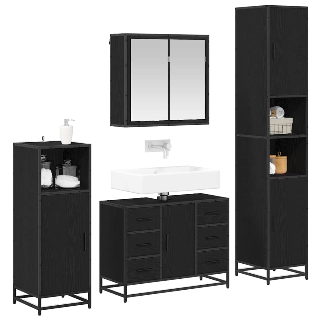Ensemble de mobilier de salle de bain 4 pc Chêne noir