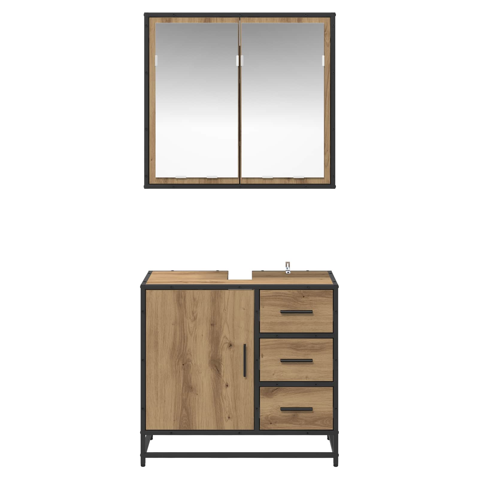 Ensemble de mobilier de salle de bain 2 pc Chêne artisanal