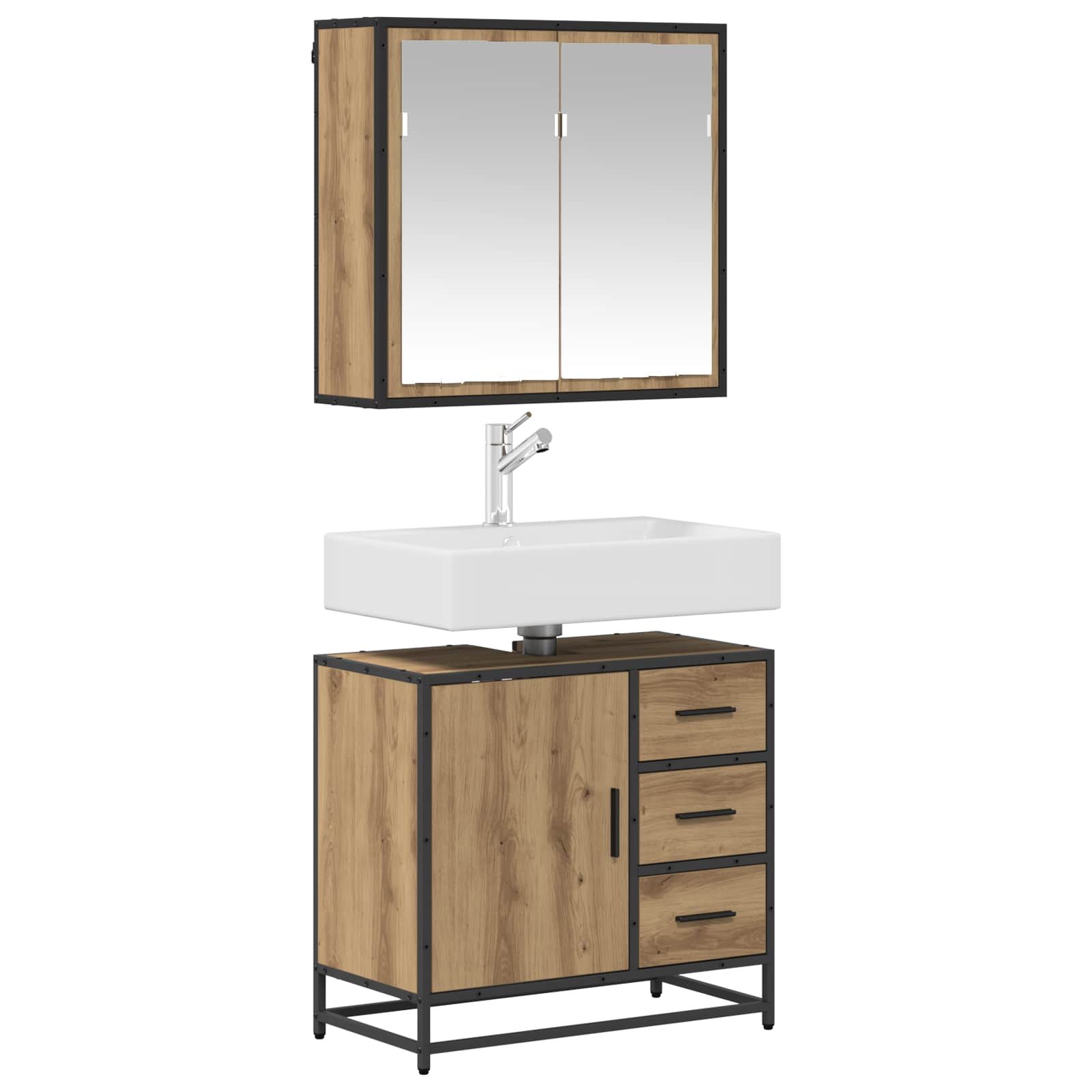 Ensemble de mobilier de salle de bain 2 pc Chêne artisanal