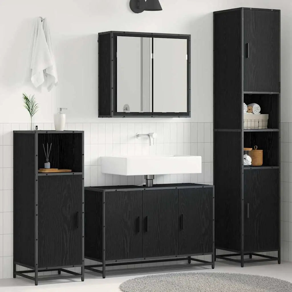 Ensemble de mobilier de salle de bain 4 pc Chêne noir - XIOS