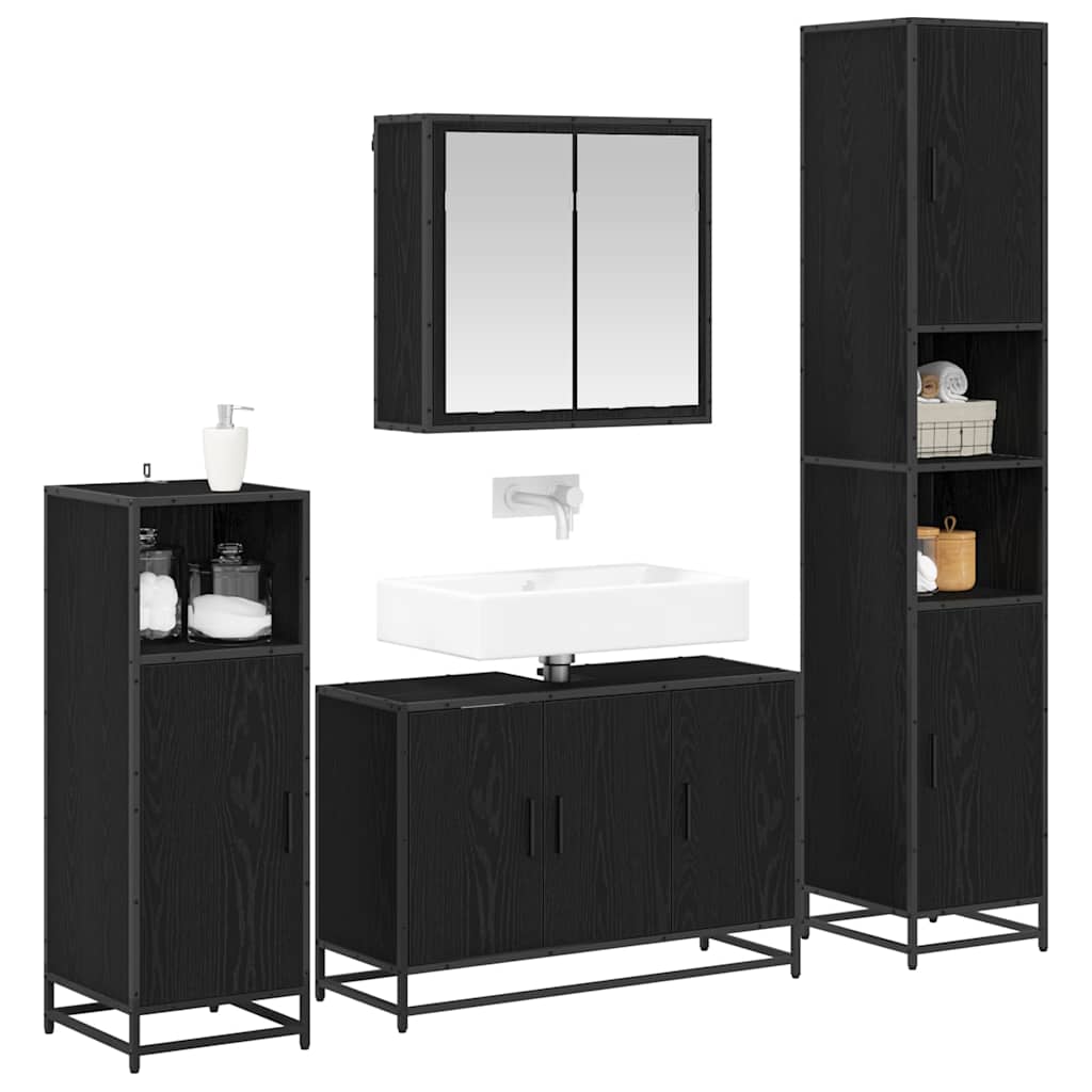 Ensemble de mobilier de salle de bain 4 pc Chêne noir