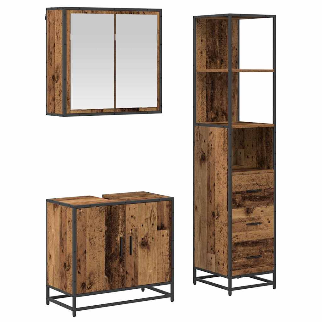 Ensemble de mobilier de salle de bain 3 pièces Bois Ancien