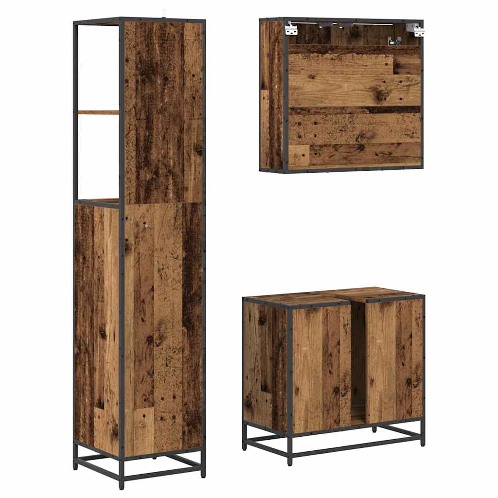 Ensemble de mobilier de salle de bain 3 pièces Bois Ancien