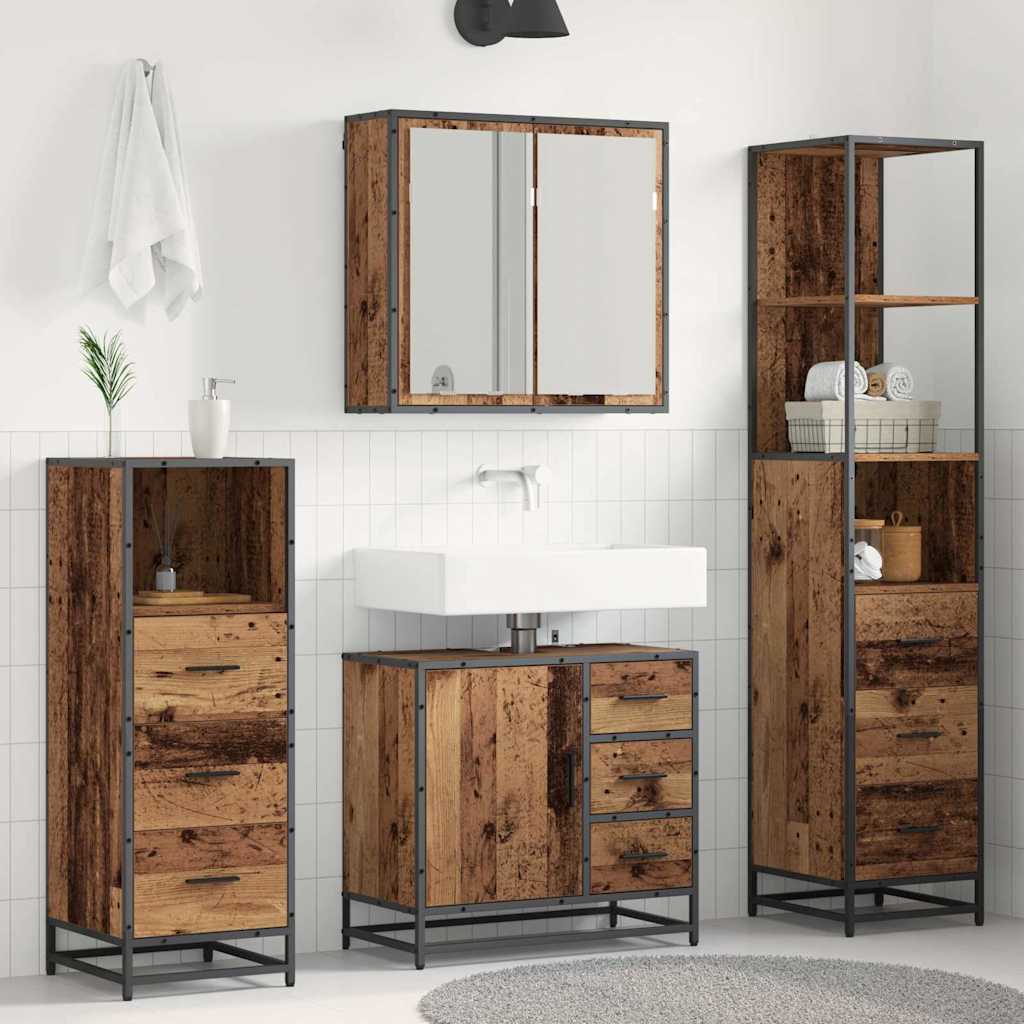Ensemble de mobilier de salle de bain 4 pièces Bois Ancien